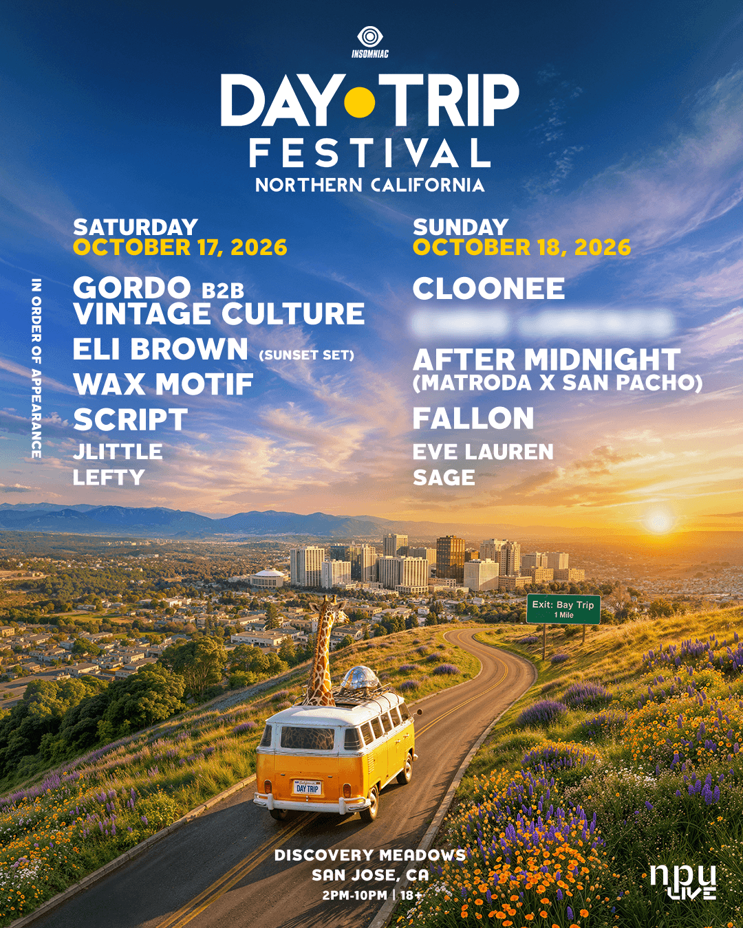 Official Day Trip Festival Northern California 2026 lineup poster