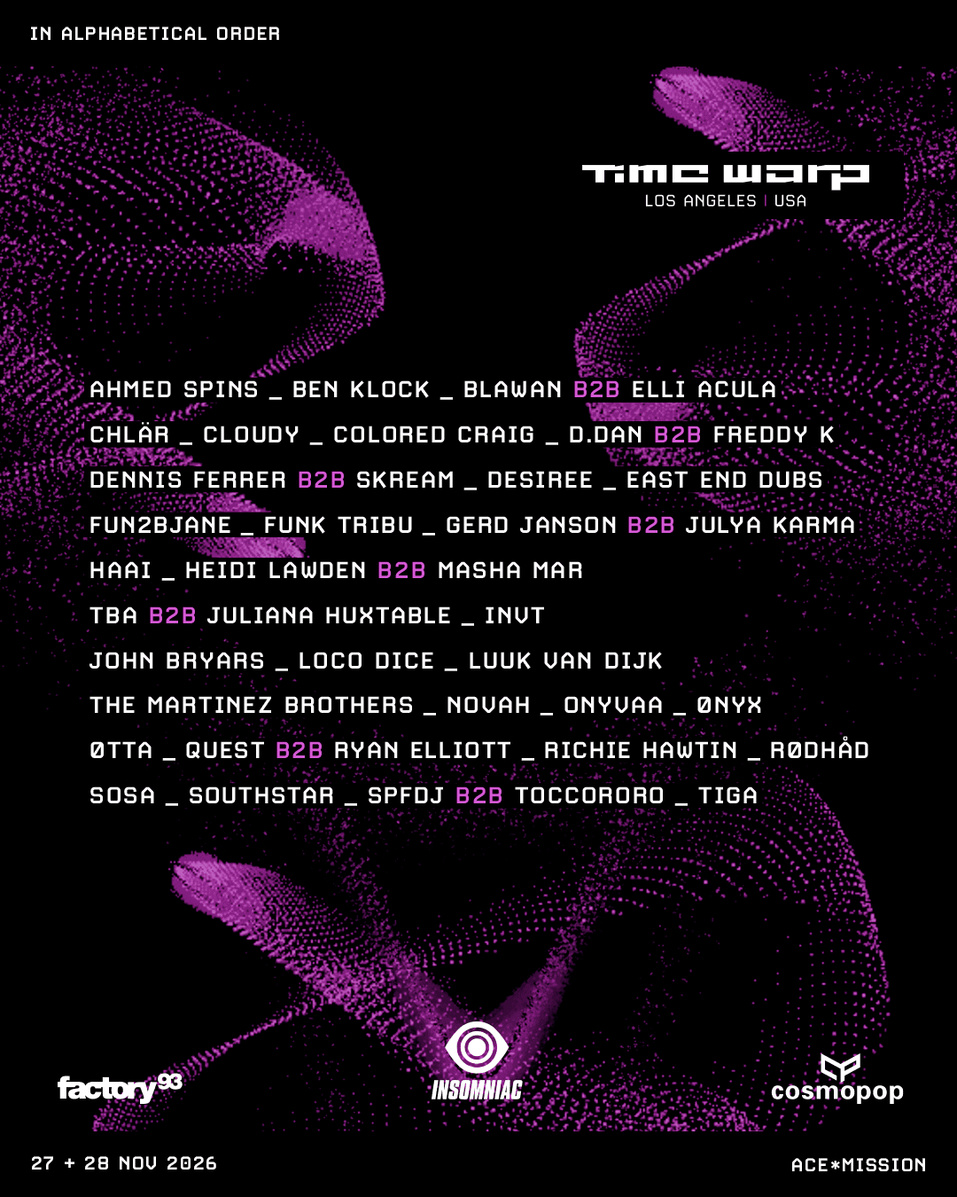 Official Time Warp Los Angeles 2026 lineup poster